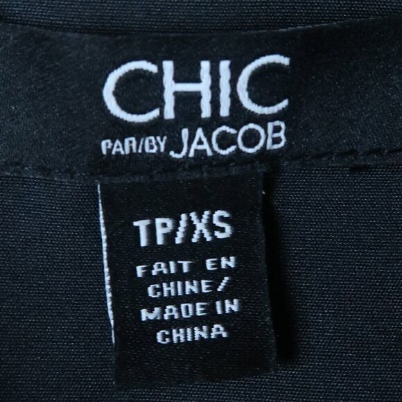 CHIC BY JACOB BLACK & WHITE DESIGN SHORT SLEEVE V NECK MIDI DRESS SIZE XS - Picture 2 of 9